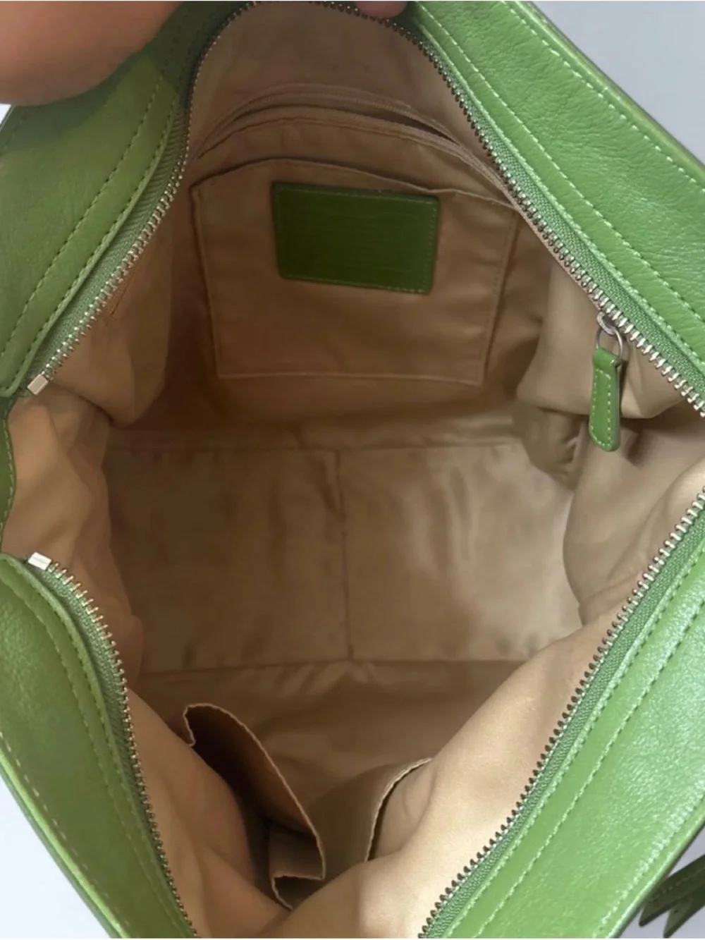 Large Vintage Coach Zoe Green Signature Hobo Shoulder Bag